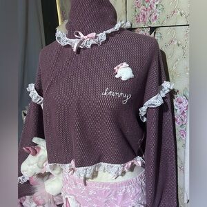 Bunny🎀, ooak turtle neck sweater bows coquette cutie